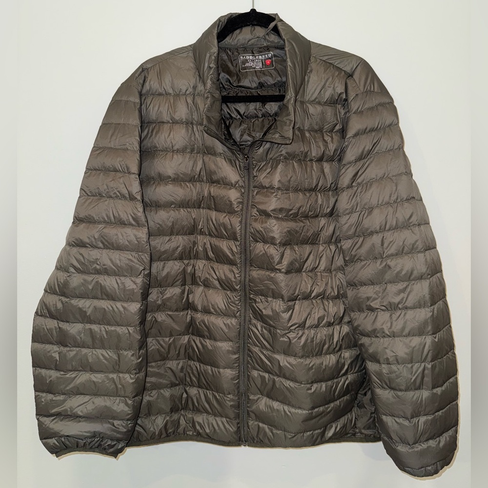 SaddleBred Men’s Jacket fill 90% down 10% feather size XXL Mossy Brown like new